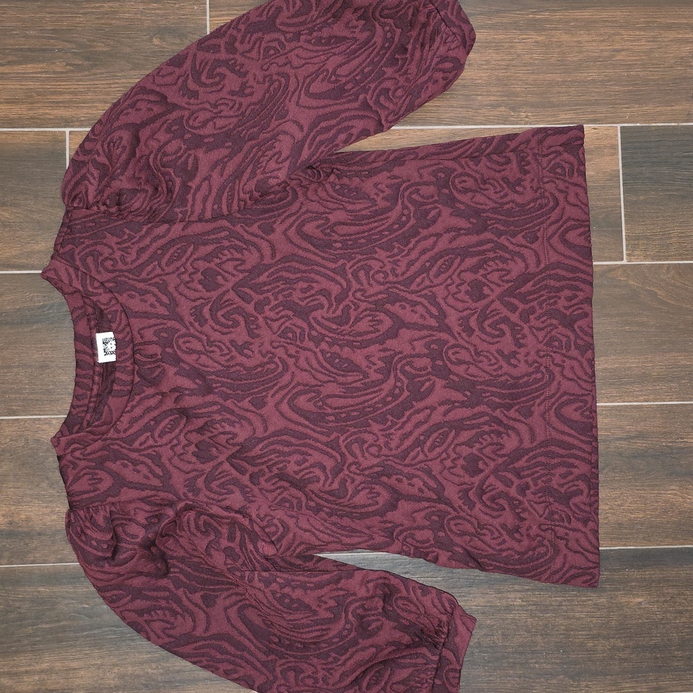 Anne Klein Deep Red Textured Blouse